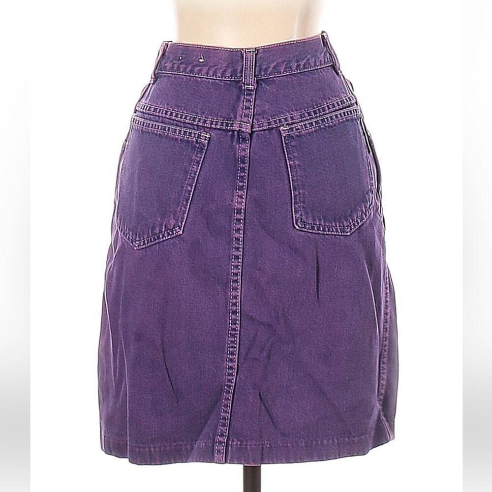 Vintage unbranded made in the‎ USA 100% cotton purple denim mini skirt, size 5 - Picture 2 of 6